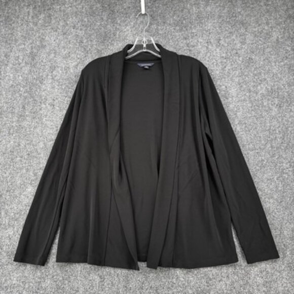 Lands’ End Black Liquid Knit Cardigan Sweater Women’s Medium Casual Classic - Picture 1 of 9
